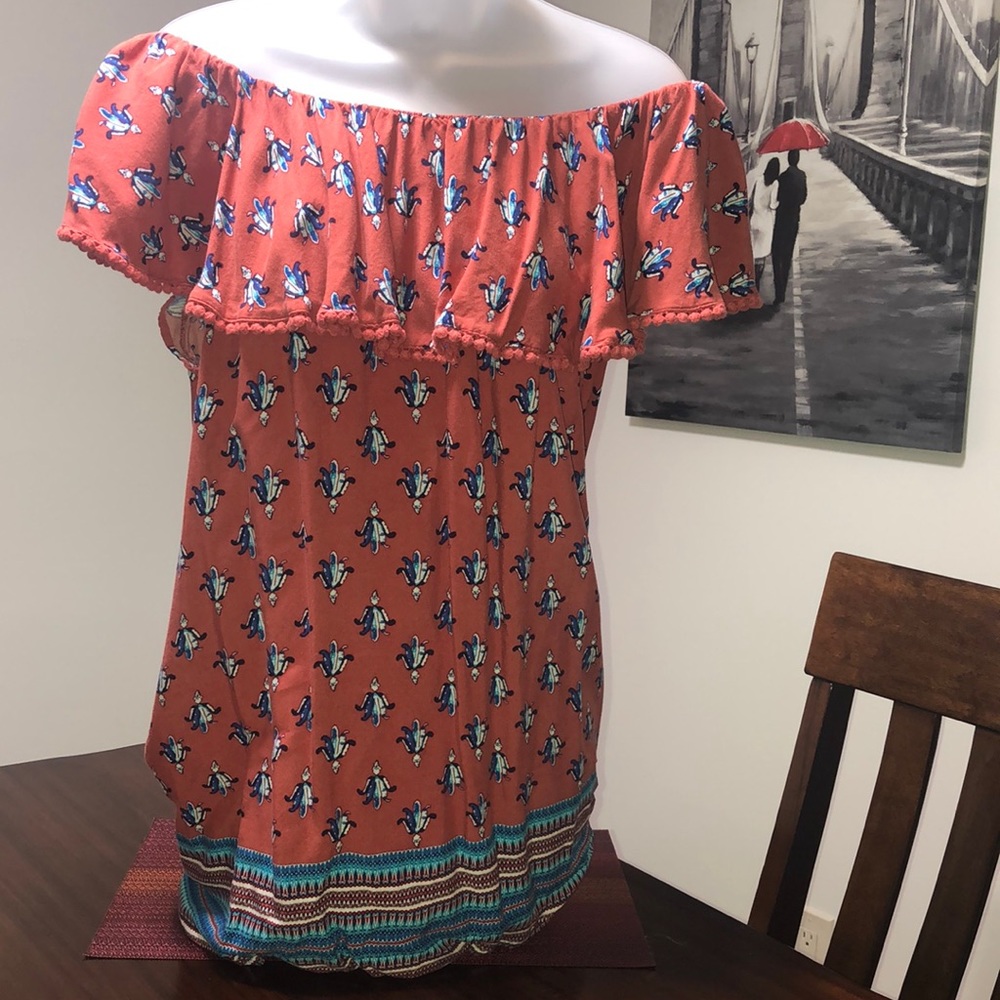 Long off shoulder top.